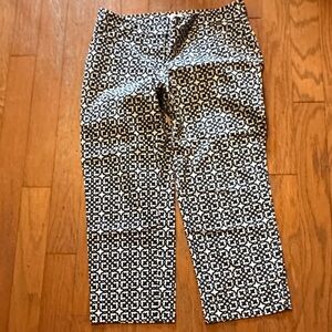 Laundry By Shelli Segal Navy and Cream Patterned Pants